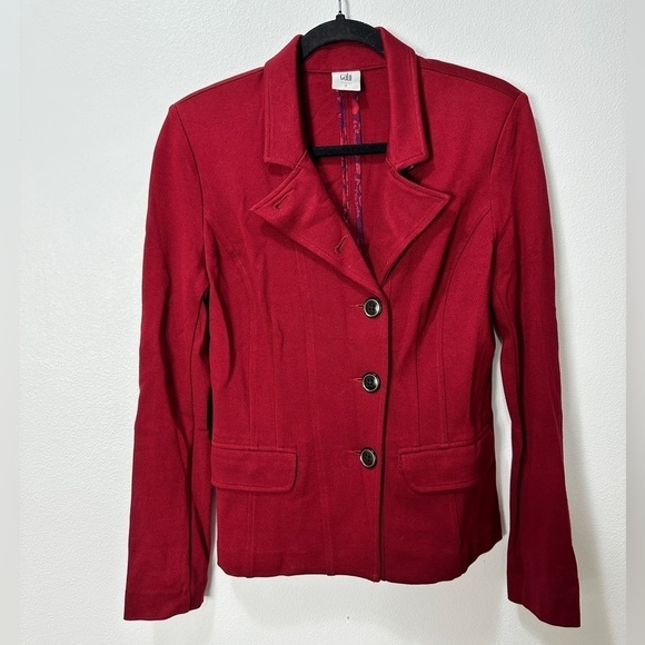 CABI Women’s Sz 2 Small Outing Ponte Blazer Suit Jacket Red Pockets Multi Style - Picture 2 of 4